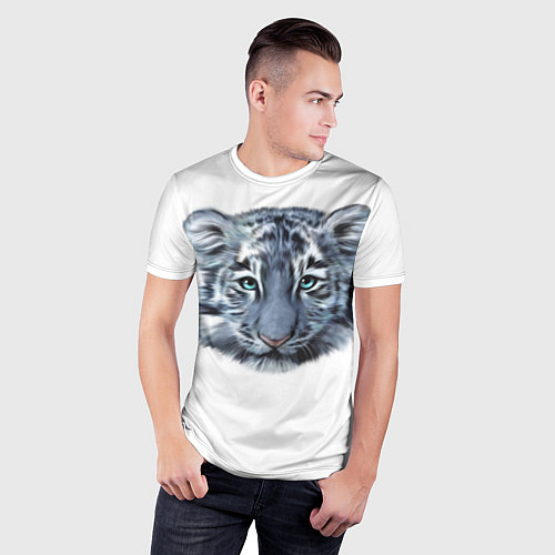 Мужская спорт-футболка Взгляд белого тигра / 3D-принт – фото 3
