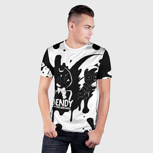 Мужская спорт-футболка BLACK AND WHITE BENDY / 3D-принт – фото 3
