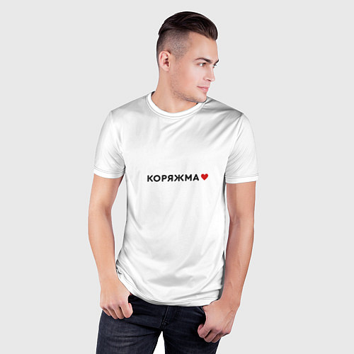 Мужская спорт-футболка Коряжма love black V / 3D-принт – фото 3