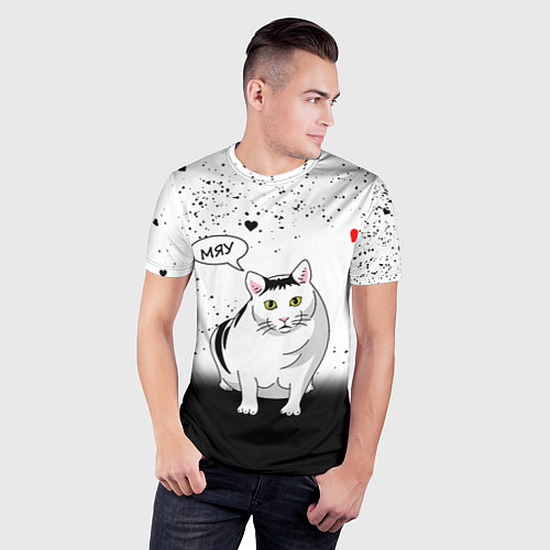 Мужская спорт-футболка CAT LOVE / 3D-принт – фото 3