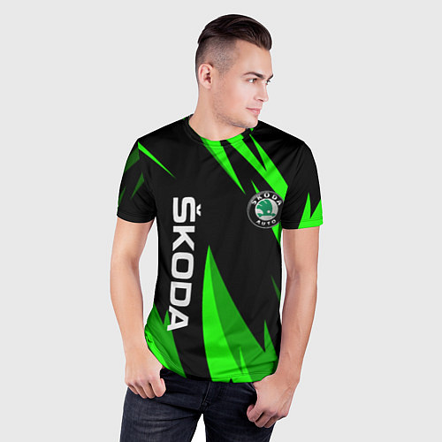 Мужская спорт-футболка SKODA Логотип Узор / 3D-принт – фото 3