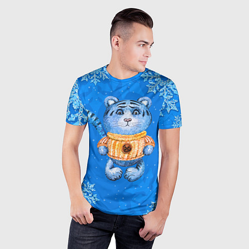 Мужская спорт-футболка Синий плюшевый тигренок 2022 / 3D-принт – фото 3