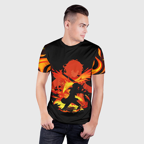 Мужская спорт-футболка DILUC FIRE GENSHIN IMPACT НА СПИНЕ / 3D-принт – фото 3