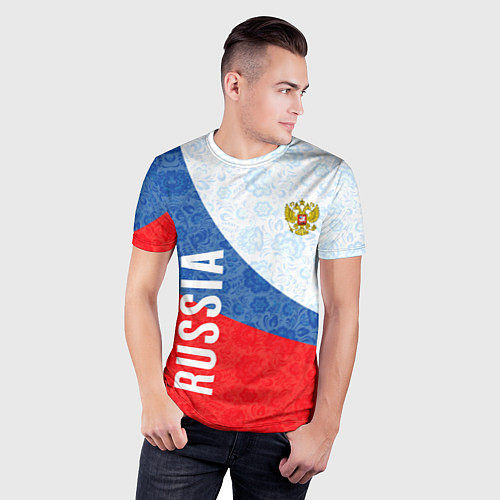 Мужская спорт-футболка RUSSIA SPORT STYLE РОССИЯ СПОРТИВНЫЙ СТИЛЬ / 3D-принт – фото 3