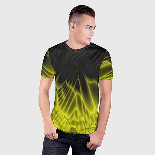 Мужская спорт-футболка Коллекция Rays Лучи Желтый и черный Абстракция 662 / 3D-принт – фото 3