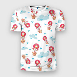 Мужская спорт-футболка Жирафы на воздушных шарах