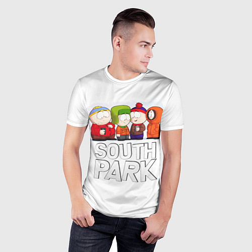 Мужская спорт-футболка South Park - Южный парк Кенни, Кайл, Стэн и Эрик / 3D-принт – фото 3