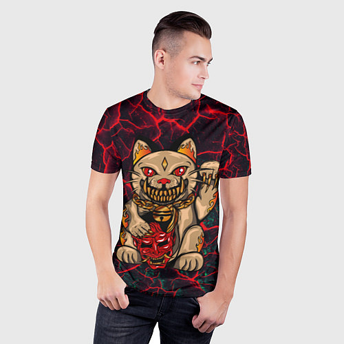 Мужская спорт-футболка Злой кот Вуду / 3D-принт – фото 3