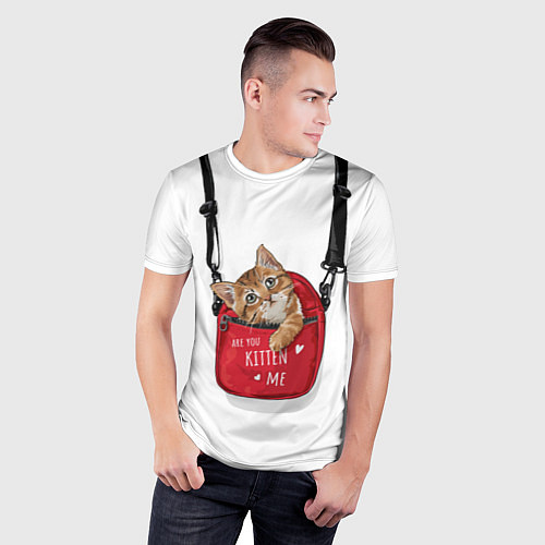 Мужская спорт-футболка Карманный котенок / 3D-принт – фото 3