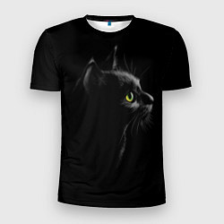 Футболка спортивная мужская Черный кот на черном фоне, цвет: 3D-принт
