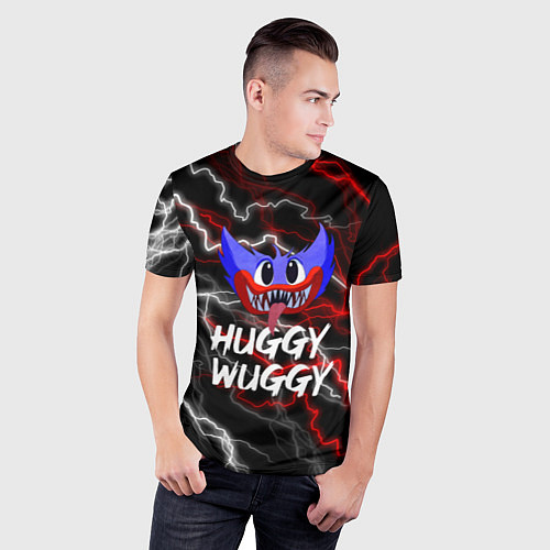 Мужская спорт-футболка Huggy Wuggy - Молния с грозой / 3D-принт – фото 3