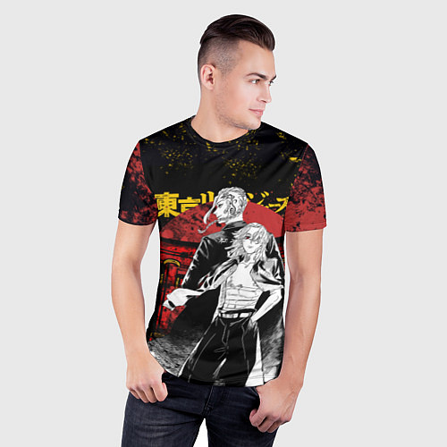 Мужская спорт-футболка МАЙКИ И ДРАКЕН КРАСНЫЕ БРЫЗГИ ТОСВА / 3D-принт – фото 3