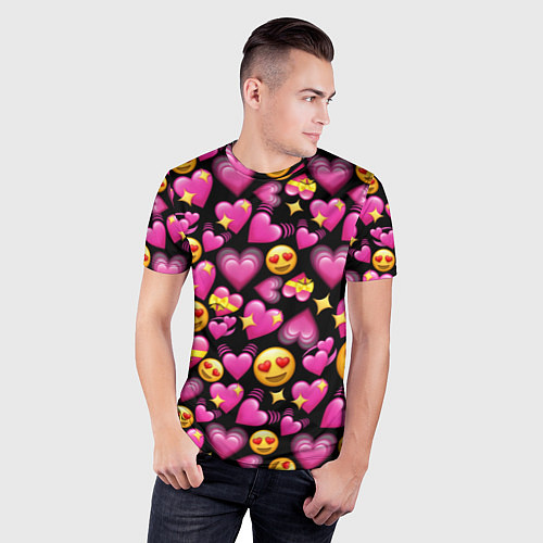 Мужская спорт-футболка Эмодзи сердечки / 3D-принт – фото 3