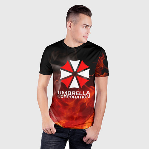 Мужская спорт-футболка Umbrella Corporation пламя / 3D-принт – фото 3