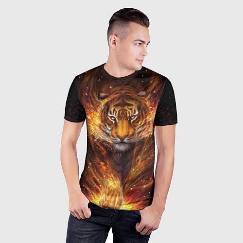 Мужская спорт-футболка Огненный тигр Сила огня / 3D-принт – фото 3
