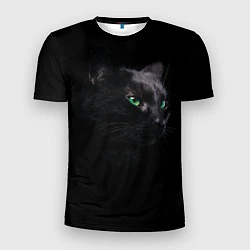 Футболка спортивная мужская Черна кошка с изумрудными глазами, цвет: 3D-принт