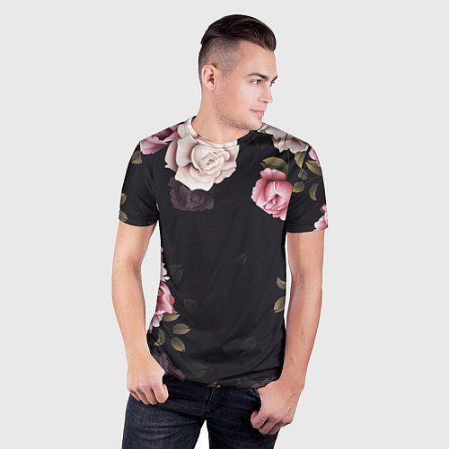 Мужская спорт-футболка РОЗЫ И ПИОНЫ / 3D-принт – фото 3