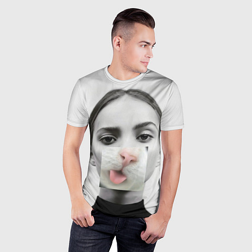 Мужская спорт-футболка Девушка с кошачьим язычком / 3D-принт – фото 3