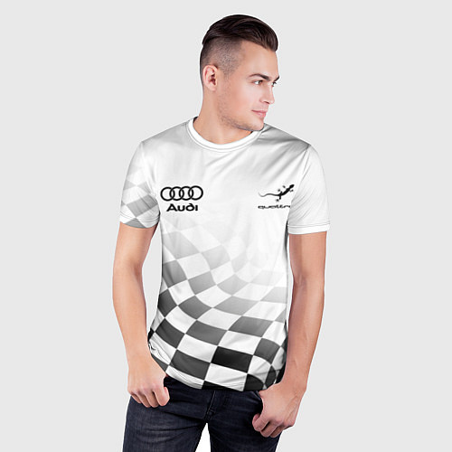 Мужская спорт-футболка Audi Quattro, Ауди Кватро, Финишный флаг / 3D-принт – фото 3