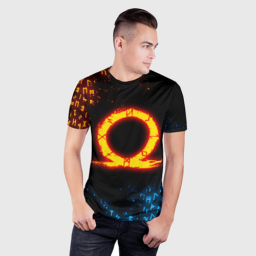 Мужская спорт-футболка GOD OF WAR CRATOS FIRE SYMBOL RUNE / 3D-принт – фото 3