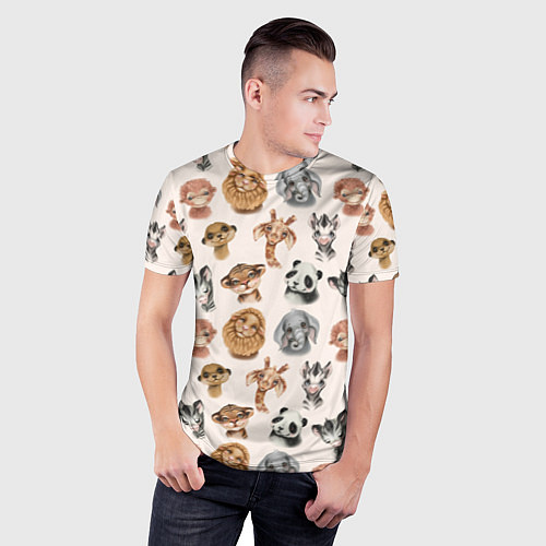 Мужская спорт-футболка Милые дикие животные / 3D-принт – фото 3