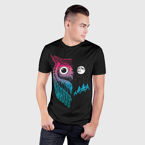 Мужская спорт-футболка Ночная сова Градиент / 3D-принт – фото 3