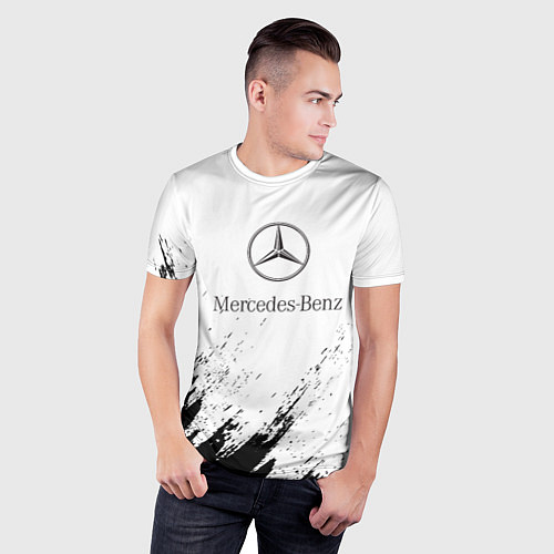 Мужская спорт-футболка Mercedes-Benz - White texture / 3D-принт – фото 3