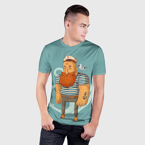 Мужская спорт-футболка Старый добрый моряк / 3D-принт – фото 3