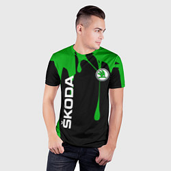 Футболка спортивная мужская Skoda: Подтеки, цвет: 3D-принт — фото 2