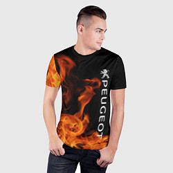 Футболка спортивная мужская Peugeot пламя огня, цвет: 3D-принт — фото 2