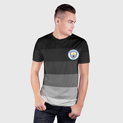 Футболка спортивная мужская Манчестер Сити, Manchester City, Серый градиент, цвет: 3D-принт — фото 2