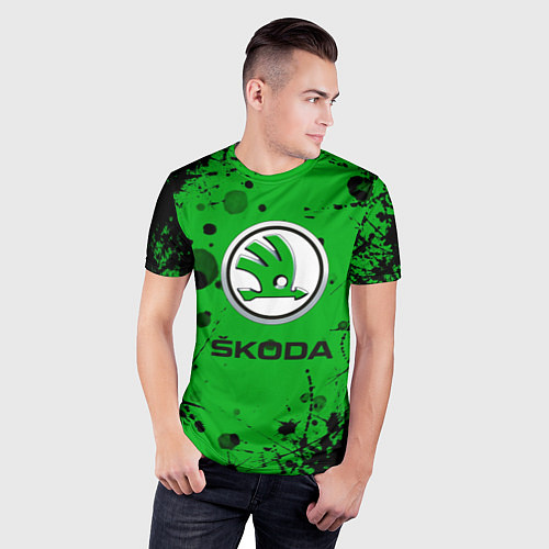 Мужская спорт-футболка Skoda - Брызги красок / 3D-принт – фото 3