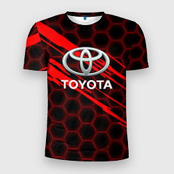 Футболка спортивная мужская Toyota: Красные соты, цвет: 3D-принт