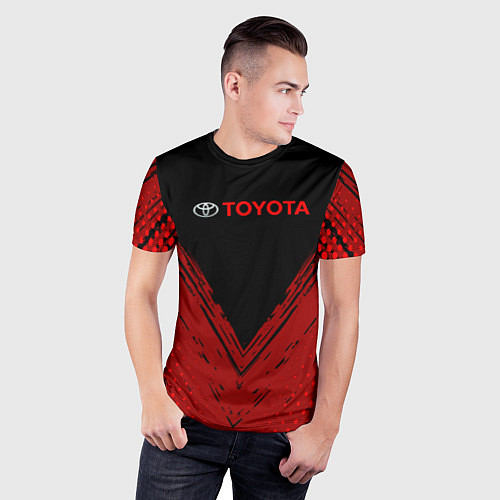 Мужская спорт-футболка Toyota Красная текстура / 3D-принт – фото 3