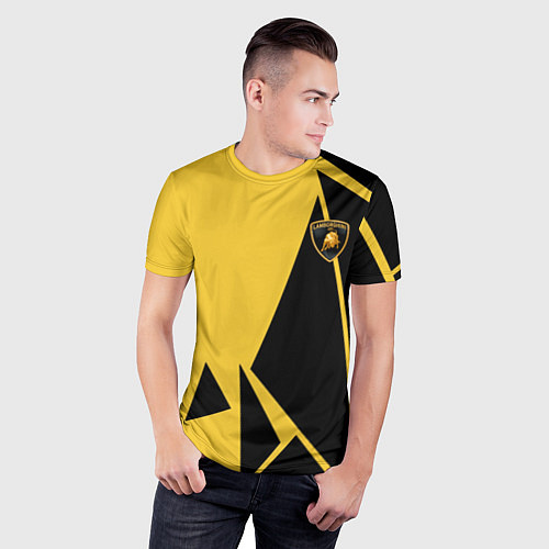 Мужская спорт-футболка Lamborghini - Yellow Geometry / 3D-принт – фото 3