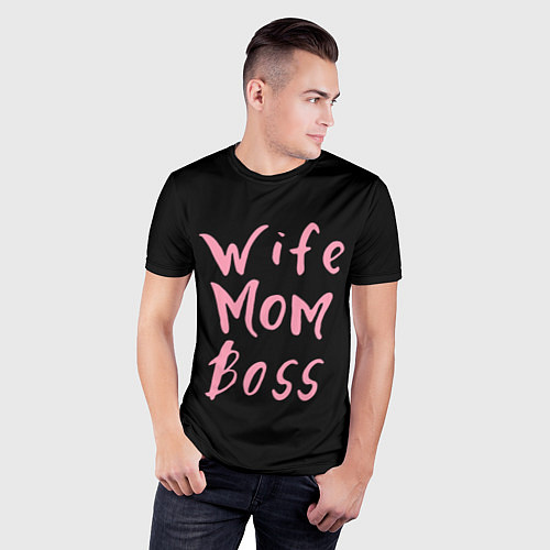 Мужская спорт-футболка Wife Mom Boss / 3D-принт – фото 3