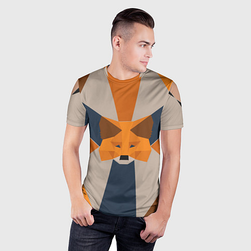Мужская спорт-футболка Metamask Крипто лиса / 3D-принт – фото 3