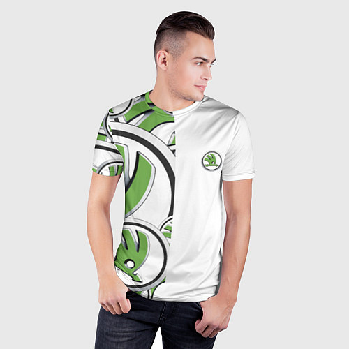 Мужская спорт-футболка Skoda Half Pattern Logo / 3D-принт – фото 3