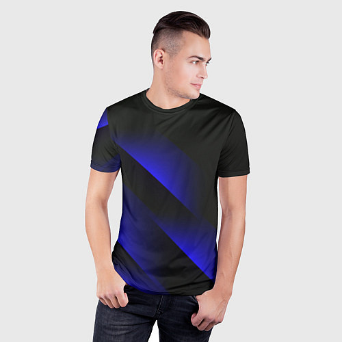 Мужская спорт-футболка Blue Fade 3D Синий градиент / 3D-принт – фото 3