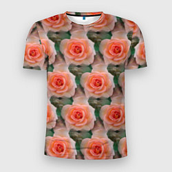 Футболка спортивная мужская Нежные розы паттерн, цвет: 3D-принт