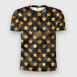 Футболка спортивная мужская Золотые звезды на черном, цвет: 3D-принт