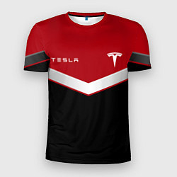 Футболка спортивная мужская ФОРМА КОМПАНИИ - TESLA RED, цвет: 3D-принт