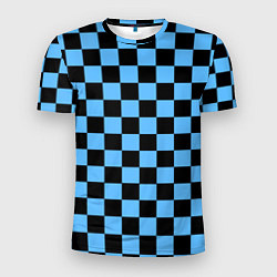 Мужская спорт-футболка Шахматная доска Синяя
