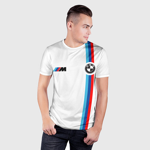Мужская спорт-футболка БМВ 3 STRIPE BMW WHITE / 3D-принт – фото 3
