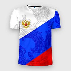 Мужская спорт-футболка Российский герб: триколор