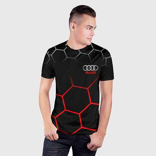 Мужская спорт-футболка АУДИ Autosport Соты / 3D-принт – фото 3