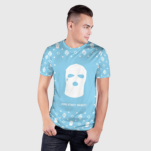 Мужская спорт-футболка Узор Sky Blue Ski Mask Dope Street Market / 3D-принт – фото 3