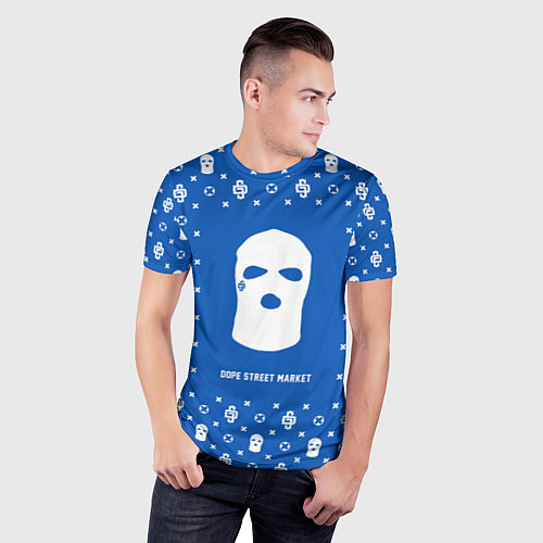 Мужская спорт-футболка Узор Blue Ski Mask Dope Street Market / 3D-принт – фото 3