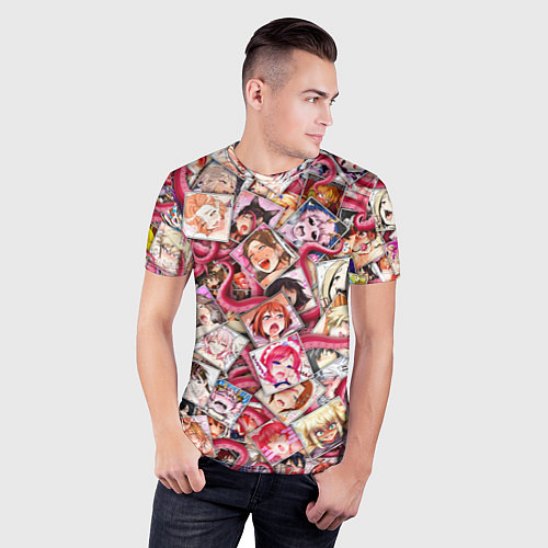 Мужская спорт-футболка Ахегао с щупальцами в цвете / 3D-принт – фото 3
