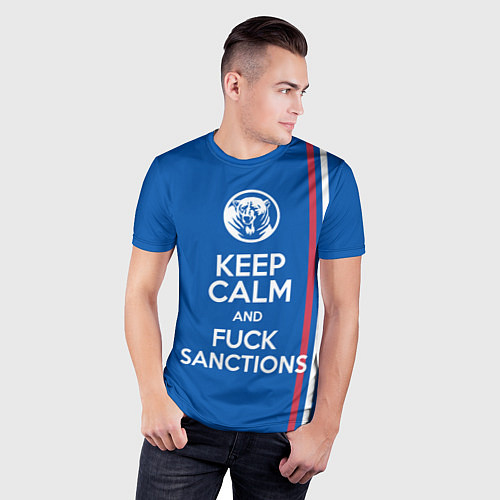 Мужская спорт-футболка Keep calm and fuck sanctions / 3D-принт – фото 3